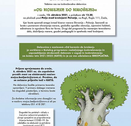 Najava in vabilo na izobraževalno delavnico “Od korenin do krošenj”